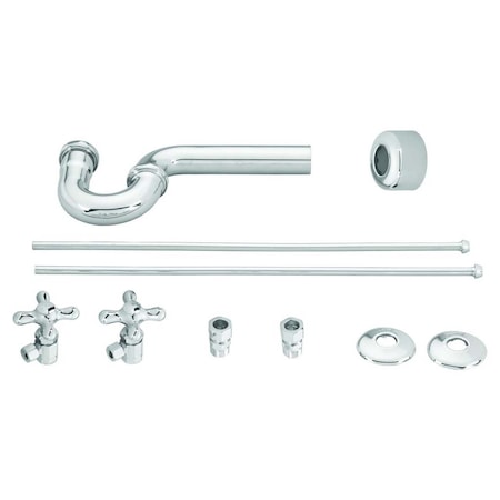 Westbrass Traditional Pedestal Lavatory Kit - Cross Handles in Polished Chrome D1838L-26